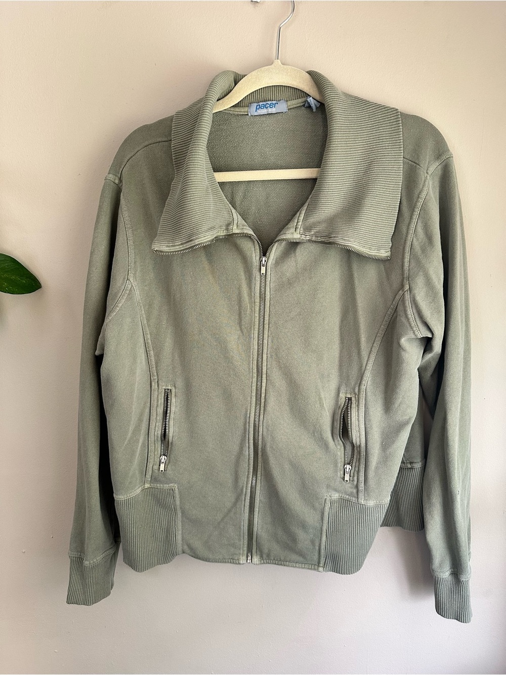 Pacer by Karen Scott Sage Green Zip-Front Bomber Jacket 100% cotton